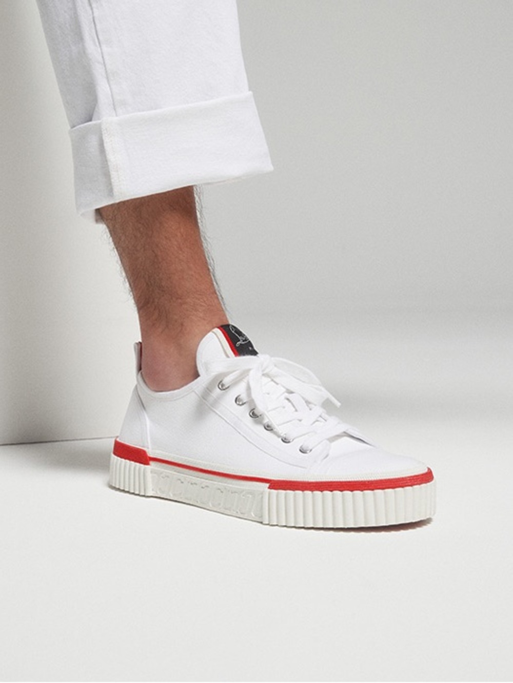 Christian Louboutin Ivory and Red Low-Top Canvas Sneakers - Picture 13 of 13